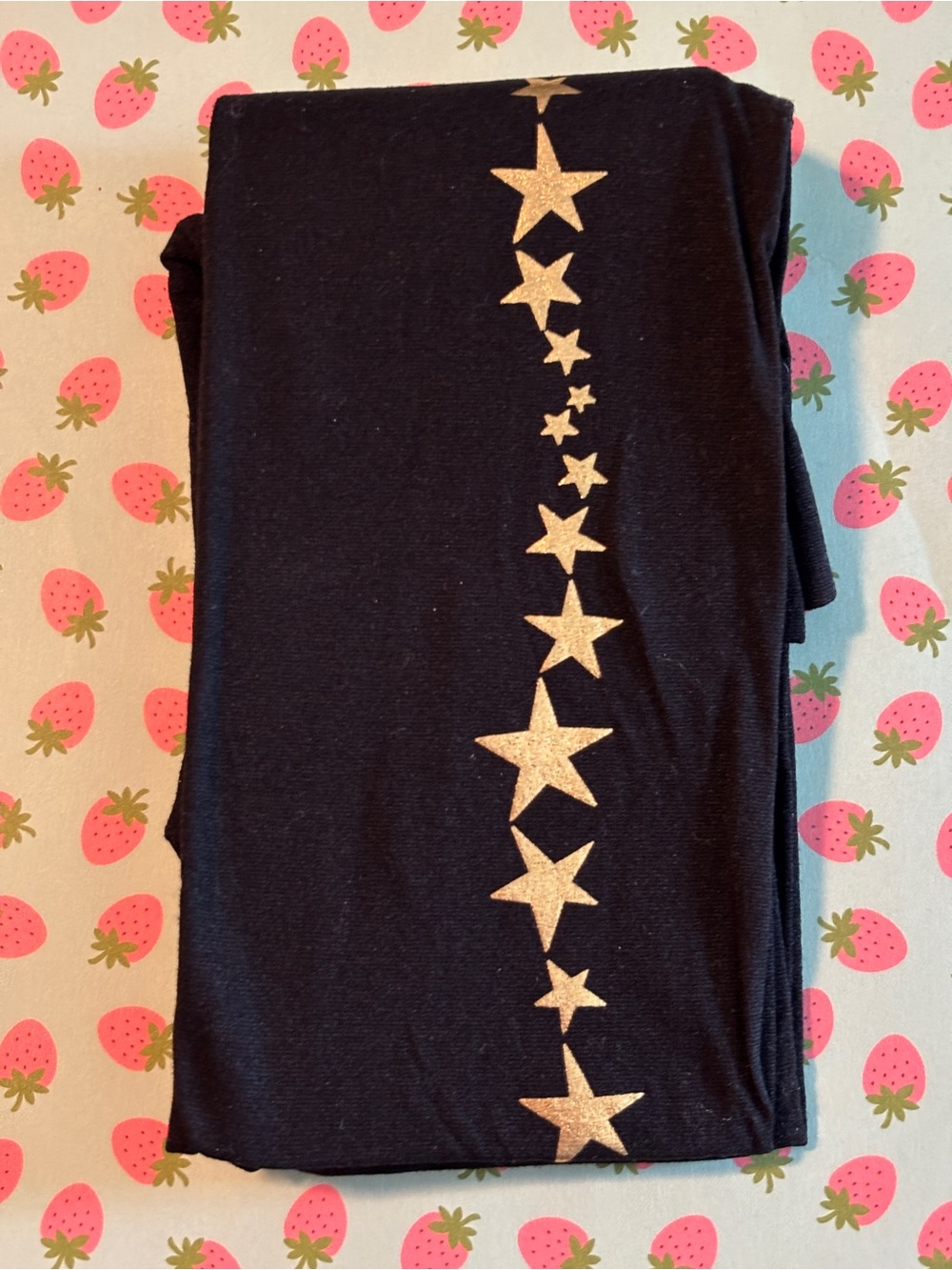 Opaque Black Tights with Gold Stars Design